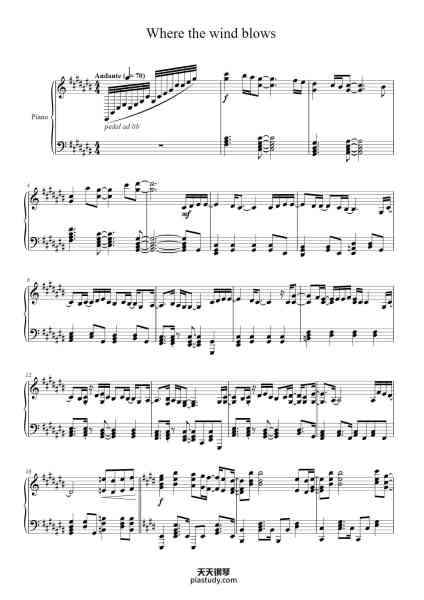 “Where the wind blows”钢琴谱-Hubpir-免费下载-天天钢琴