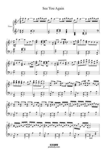 “See You Again”钢琴谱-Arrangement by LittleTranscriber-免费下载-天天钢琴