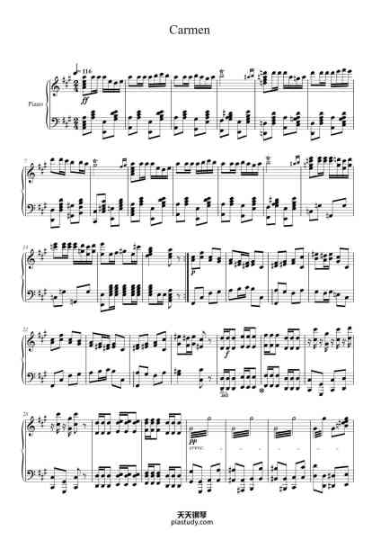 “Carmen”钢琴谱-Georges Bizet-免费下载-天天钢琴
