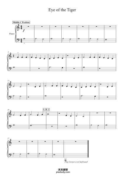 “Eye of the Tiger”钢琴谱-FRANKIE SULLIVAN & JIM PETERIK 
Arr. Megan Kruitbosch
-免费下载-天天钢琴