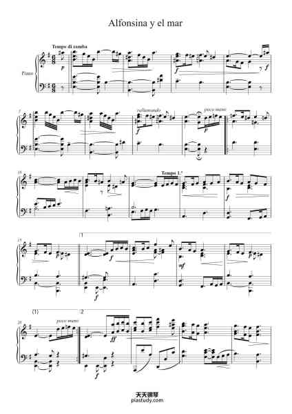 “Alfonsina y el mar”钢琴谱-Ariel Ramírez (1921-2010)-免费下载-天天钢琴