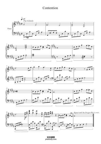 “Contention”钢琴谱-Salkell-免费下载-天天钢琴