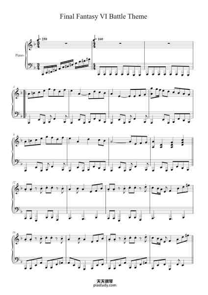 “Final Fantasy VI Battle Theme”钢琴谱-Nobuo Uematsu-免费下载-天天钢琴