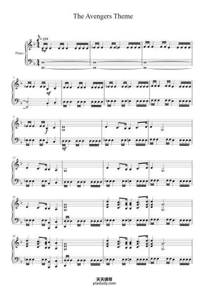 “The Avengers Theme”钢琴谱-Composed by Alan Sivestri-免费下载-天天钢琴