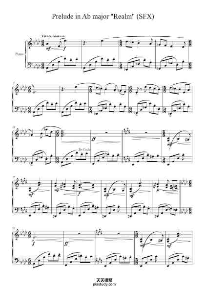 “Prelude in Ab Major "Realm"”钢琴谱-Hentra Whitbart-免费下载-天天钢琴