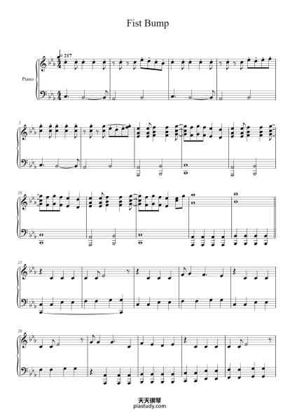 “Fist Bump”钢琴谱-piano arrangemant：takahime117-免费下载-天天钢琴