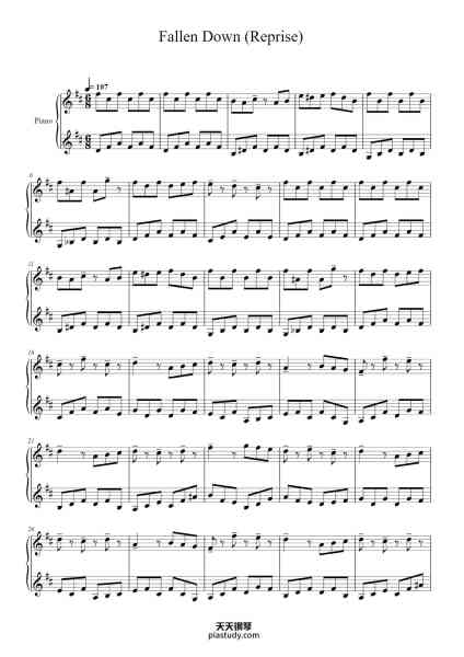 “Fallen Down (Reprise)”钢琴谱-Swinps O'Caning-免费下载-天天钢琴