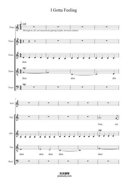 “I Gotta Feeling”钢琴谱-Sarah Demsky-免费下载-天天钢琴