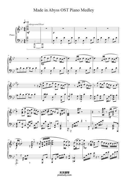 “Made in Abyss OST Piano Medley”钢琴谱-Hewfrances-免费下载-天天钢琴