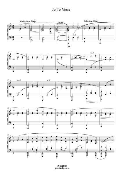 “Je Te Veux”钢琴谱-Erik Satie, 1902 (1897?)-免费下载-天天钢琴