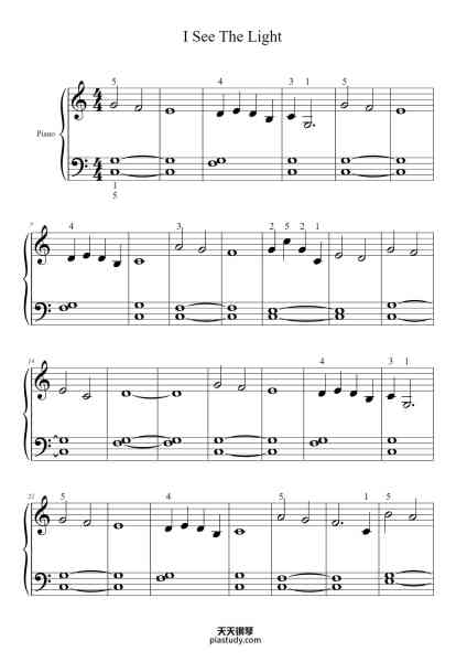 “I See The Light”钢琴谱-Arr. Orga-免费下载-天天钢琴