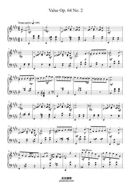 “Waltz in C-Sharp Minor, Op. 64, No. 2”钢琴谱-Frédéric Chopin-免费下载-天天钢琴