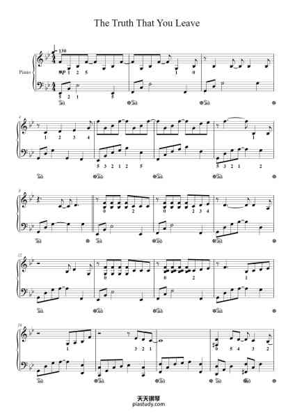 “The Truth That You Leave-Piano高至豪（ 带指法 你离开的真相 你离开的事实 你离开的真想）”钢琴谱-Pianoboy高至豪-免费下载-天天钢琴