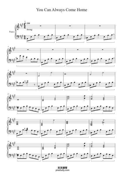 “You Can Always Come Home”钢琴谱-Composed by Toby Fox Arranged by Saftur-免费下载-天天钢琴
