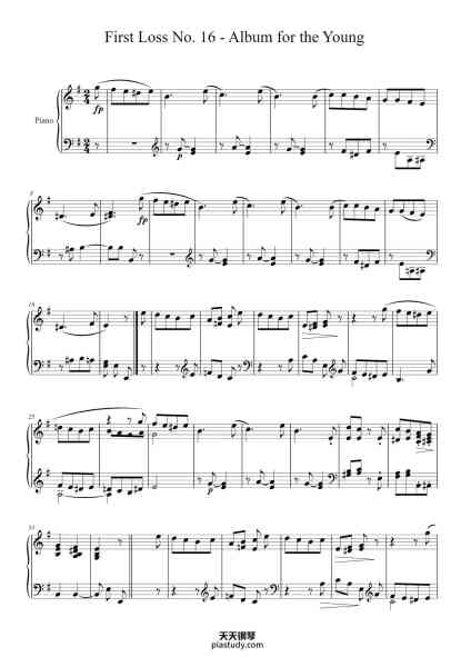 “First Loss No. 16 - Album for the Young”钢琴谱-Robert Schumann-免费下载-天天钢琴