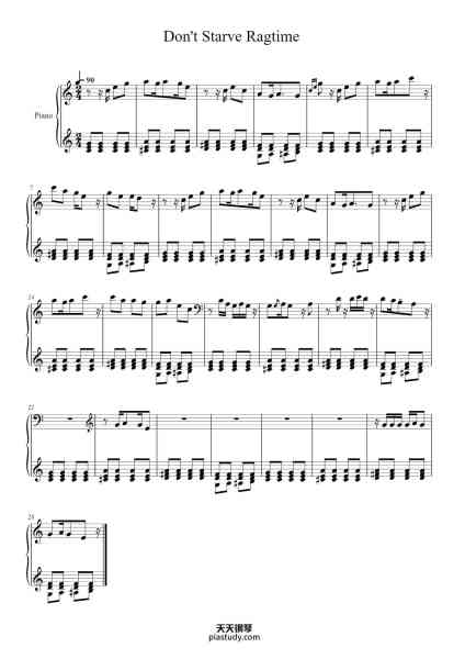 “Don't Starve Ragtime”钢琴谱-Composed by Vince de Vera and Jason Garner-免费下载-天天钢琴