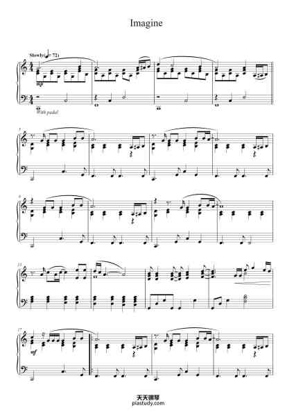“Imagine”钢琴谱-Words and Music by
JOHN LENNON-免费下载-天天钢琴
