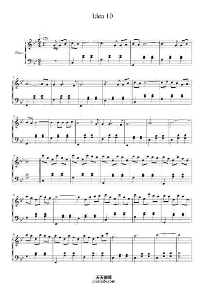 “Idea 10”钢琴谱-Gibran Alcocer-免费下载-天天钢琴