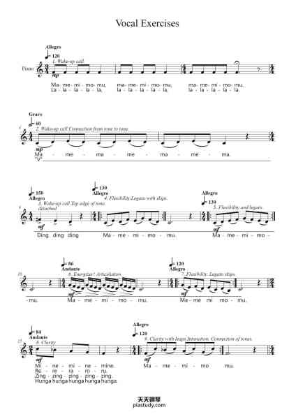 “Vocal Exercises”钢琴谱-Brenda C. Kayne-免费下载-天天钢琴