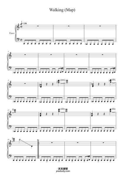 “Walking (Map)”钢琴谱-Arranged by Cameron-免费下载-天天钢琴