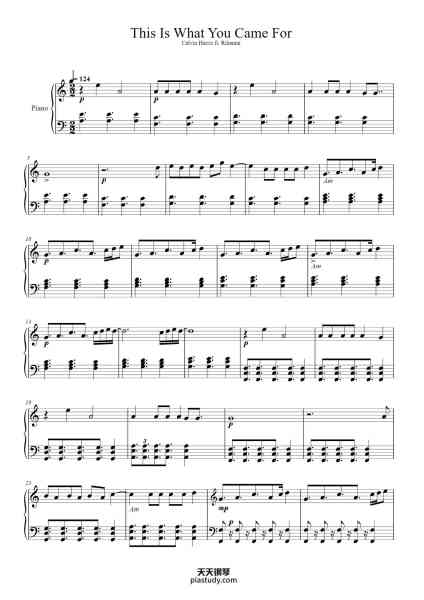 “This Is What You Came For”钢琴谱-Arr. Hugo Sellerberg-免费下载-天天钢琴