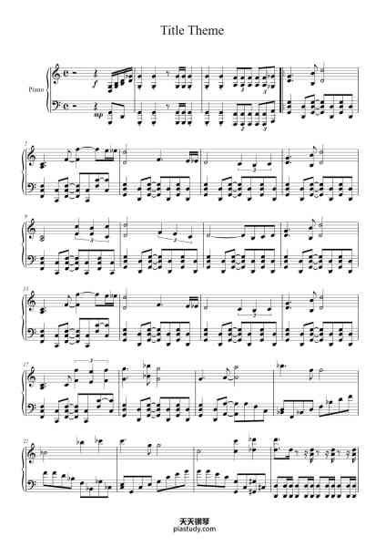 “Title Theme”钢琴谱-Junichi Masuda-免费下载-天天钢琴