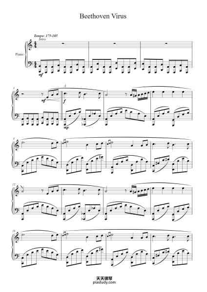 “Beethoven Virus”钢琴谱-Origianal Composer: Ludwig Van Beethoven Remix by Bayna Piano Transcription by Nyu001-免费下载-天天钢琴