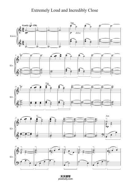 “Extremely Loud and Incredibly Close”钢琴谱-ALEXANDRE DESPLAT-免费下载-天天钢琴
