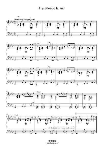 “Cantaloupe Island”钢琴谱-Music by Herbie Hancock-免费下载-天天钢琴
