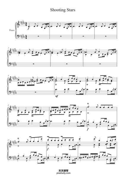 “Shooting Stars”钢琴谱-Bag Raiders Arr. Tom Selway-免费下载-天天钢琴