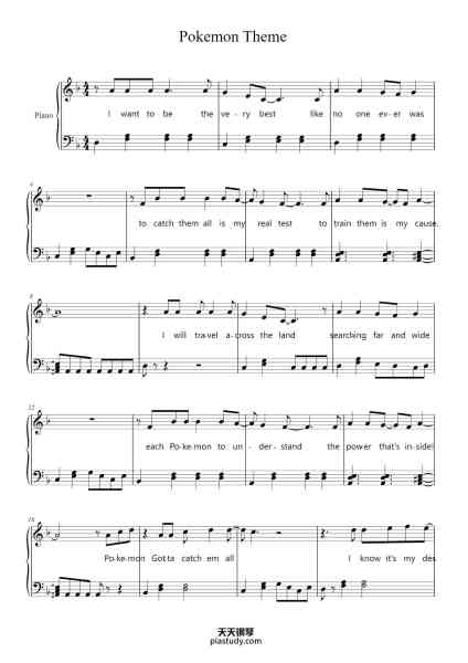 “Pokemon Theme”钢琴谱-by John Siegler and John Loeffler
arr by John Herbert-免费下载-天天钢琴