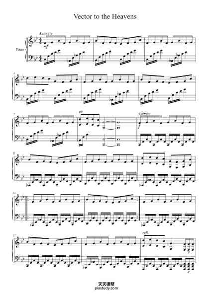 “Vector to the Heavens”钢琴谱-Yoko Shimomura
-免费下载-天天钢琴