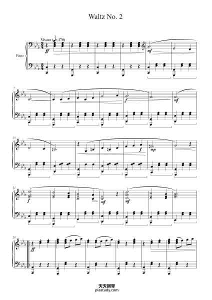 “Waltz No. 2 from Suite for Variety Orchestra”钢琴谱-Dmaitri Shostakovich-免费下载-天天钢琴