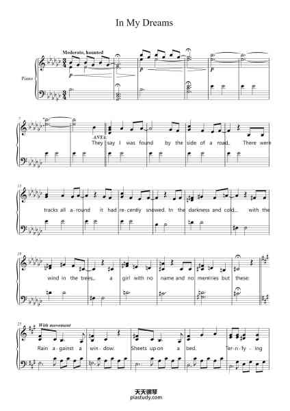“In My Dreams”钢琴谱-Lyrics by Lynn Ahrens   
Music by Steven Flaherty
 
-免费下载-天天钢琴