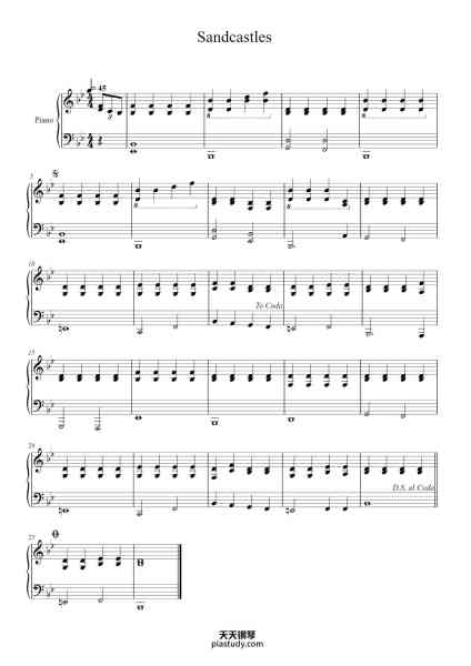 “Sandcastles”钢琴谱-Beyonce Knowles Elena O.-免费下载-天天钢琴