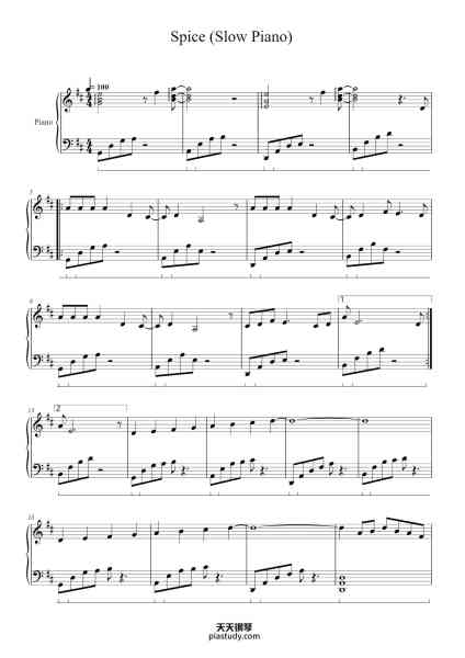 “Spice (Slow Piano)”钢琴谱-Tōkyō Karan Koron-免费下载-天天钢琴