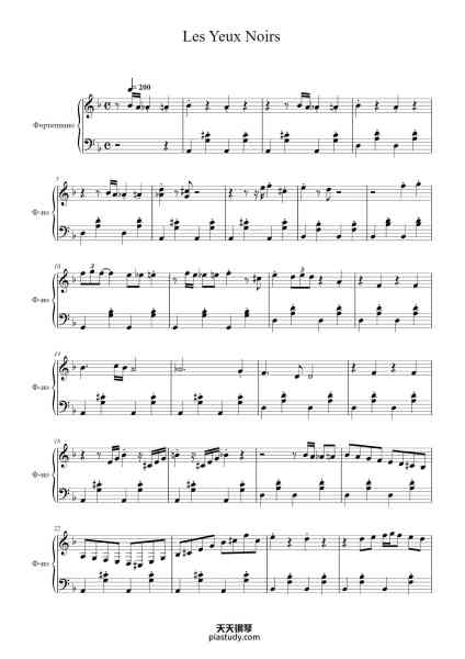 “Les Yeux Noirs”钢琴谱-Reinhardt Django-免费下载-天天钢琴