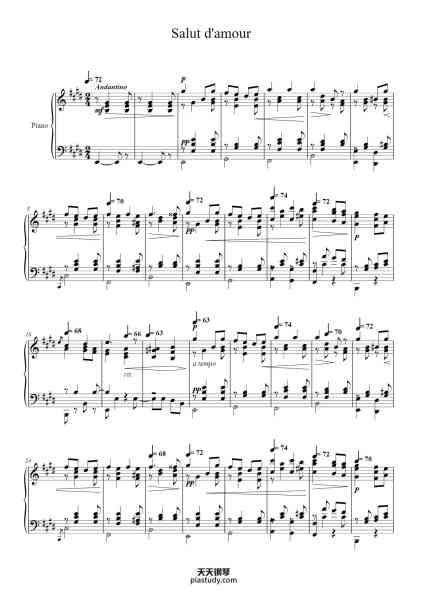 “Salut d'Amour, Op. 12 "Love's Greeting"”钢琴谱-Edward Elgar-免费下载-天天钢琴