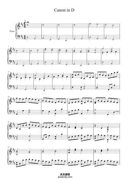 “Canon in D”钢琴谱-Johann Pachelbel-免费下载-天天钢琴
