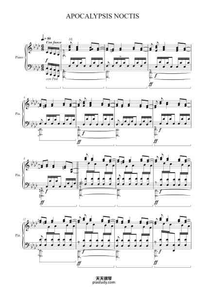 “APOCALYPSIS NOCTIS”钢琴谱-Music: Yoko Shimomura-免费下载-天天钢琴