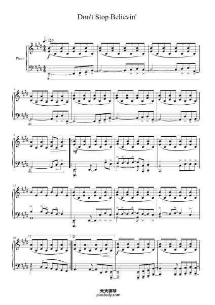 “Don't Stop Believin'”钢琴谱-Hughckens-免费下载-天天钢琴