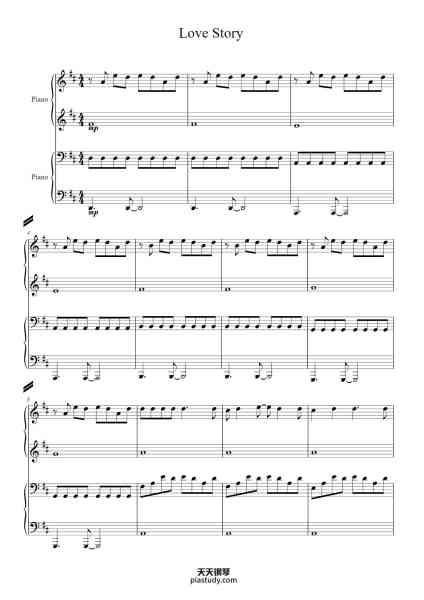 “Love Story (四手联弹)-Taylor Swift”钢琴谱-Taylor Swift-免费下载-天天钢琴