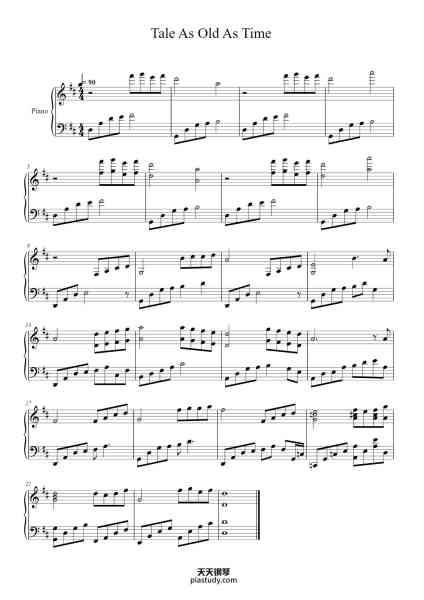 “Beauty and the Beast”钢琴谱-Alan Menken-免费下载-天天钢琴