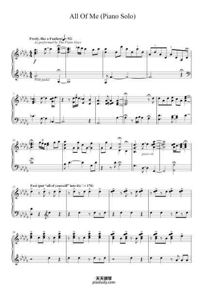 “All Of Me (Piano Solo)”钢琴谱-By JON SCHMIDT-免费下载-天天钢琴