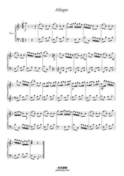 “Allegro”钢琴谱-James Hook-免费下载-天天钢琴