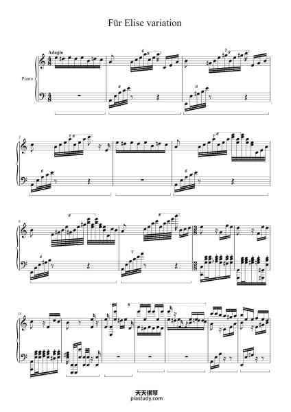 “Für Elise, WoO 59 "Variation – WillsKeyboardSink"”钢琴谱-Gailmag-免费下载-天天钢琴
