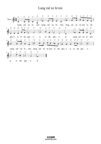 “Lang zal ze leven”钢琴谱-Misc Traditional-免费下载-天天钢琴