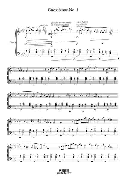 “Gnossienne No. 1”钢琴谱-Erik Satie (1866–1925)-免费下载-天天钢琴