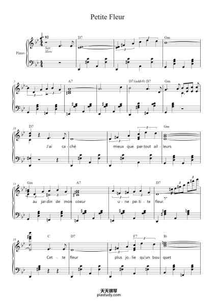 “Petite Fleur”钢琴谱-Musica - Sydney Bechet-免费下载-天天钢琴