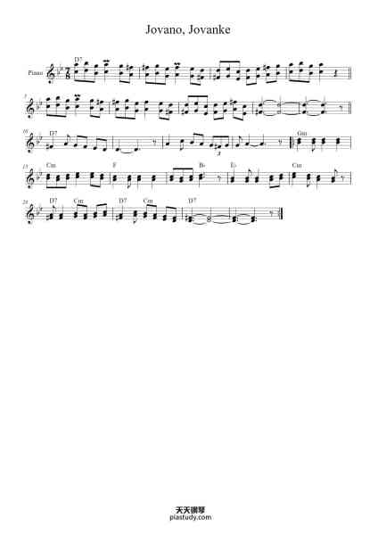 “Jovano, Jovanke”钢琴谱-trad. Macedonian folk song-免费下载-天天钢琴
